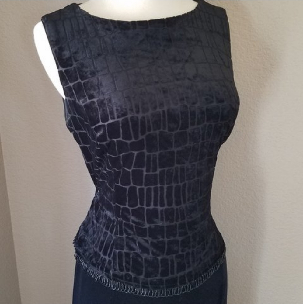 90s vintage black maxi velevet cocktail dress